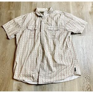 Prana Shirt Men's XL Short Sleeve Button Down Western Organic Cotton Logo